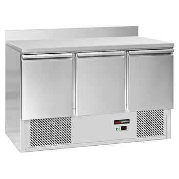 Stół chłodniczy ECO - 1370x700 mm - z 3 drzwiami & z panelem tylnym - Prime Gastro