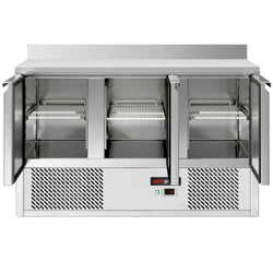 Stół chłodniczy ECO - 1370x700 mm - z 3 drzwiami & z panelem tylnym