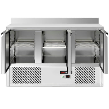 Stół chłodniczy ECO - 1370x700 mm - z 3 drzwiami & z panelem tylnym - Prime Gastro