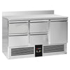 Stół chłodniczy PREMIUM - 1368x700mm - 368L - z 1 drzwiami - z 4 szufladami - z rantem - na rynek PL