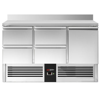 Stół chłodniczy PREMIUM - 1370x700 mm - 1 drzwi, 4 szuflady & panel tylny - Prime Gastro