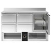 Stół chłodniczy PREMIUM - 1368x700mm - 368L - z 1 drzwiami - z 4 szufladami - z rantem - na rynek PL