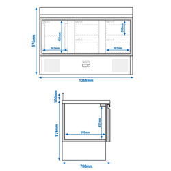 Stół chłodniczy ECO - 1370x700 mm - z 1 drzwiami & 4 szufladami & z panelem tylnym