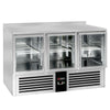 Stół chłodniczy PREMIUM – 1370 x 700 mm – z 3 drzwiami szklanymi – z rantem
