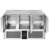 Stół chłodniczy PREMIUM – 1370 x 700 mm – z 3 drzwiami szklanymi – z rantem