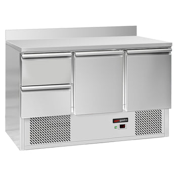 Stół chłodniczy ECO - 1370x700 mm - z 2 drzwiami & 2 szufladami & z panelem tylnym - Prime Gastro