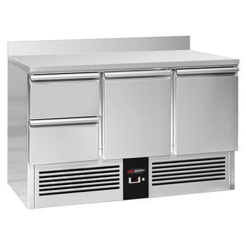 Stół chłodniczy PREMIUM - 1370x700 mm - 2 drzwi, 2 szuflady & panel tylny - Prime Gastro