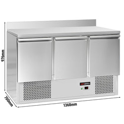 Stół chłodniczy ECO - 1370x700 mm - z 3 drzwiami & z panelem tylnym