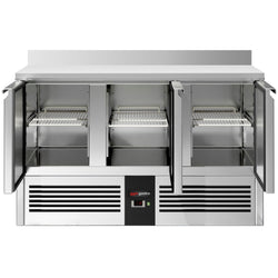 Stół chłodniczy PREMIUM - 1370x700 mm - 3 drzwi & panel tylny