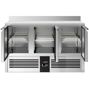 Stół chłodniczy PREMIUM - 1370x700 mm - 3 drzwi & panel tylny - Prime Gastro