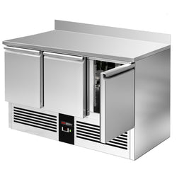 Stół chłodniczy PREMIUM - 1370x700 mm - 3 drzwi & panel tylny