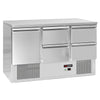 Stół chłodniczy ECO – 1370 x 700 mm – z 1 drzwiami i 4 szufladami – czarny panel przedni