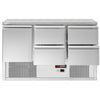 Stół chłodniczy ECO – 1370 x 700 mm – z 1 drzwiami i 4 szufladami – czarny panel przedni