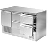 Stół chłodniczy ECO – 1370 x 700 mm – z 1 drzwiami i 4 szufladami – czarny panel przedni