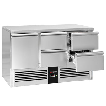 Stół chłodniczy PREMIUM - 1370x700 mm - 1 drzwi & 4 szuflady - Prime Gastro