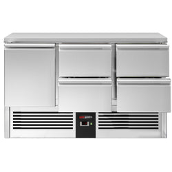 Stół chłodniczy PREMIUM – 1370 x 700 mm – z 1 drzwiami i 4 szufladami
