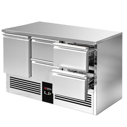 Stół chłodniczy PREMIUM – 1370 x 700 mm – z 1 drzwiami i 4 szufladami