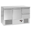 Stół chłodniczy ECO – 1370 x 700 mm – z 2 drzwiami i 2 szufladami – czarny panel przedni