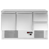 Stół chłodniczy ECO – 1370 x 700 mm – z 2 drzwiami i 2 szufladami – czarny panel przedni