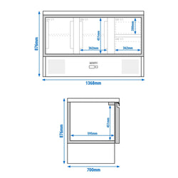 Stół chłodniczy ECO - 1370x700 mm - z 2 drzwiami i 2 szufladami