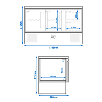 Stół chłodniczy PREMIUM - 1370x700 mm - 2 drzwi & 2 szuflady - Prime Gastro