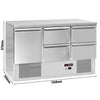 Stół chłodniczy ECO – 1370 x 700 mm – z 1 drzwiami i 4 szufladami – czarny panel przedni