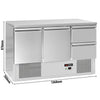 Stół chłodniczy ECO – 1370 x 700 mm – z 2 drzwiami i 2 szufladami – czarny panel przedni