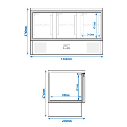 Stół chłodniczy PREMIUM - 1370x700 mm - 3 drzwi