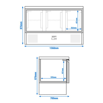 Stół chłodniczy PREMIUM - 1370x700 mm - 3 drzwi - Prime Gastro