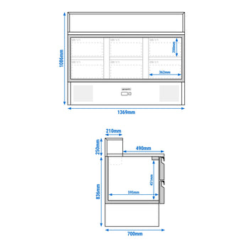 Stół Sałatkowy PREMIUM - 1368 mm - nadstawka ze stali nierdzewnej - 8x GN 1/6 - 6 szuflad - Prime Gastro