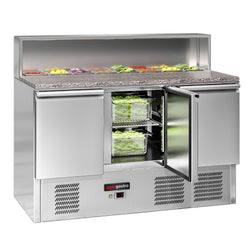 Stół Sałatkowy ECO - 1368 mm - 3 drzwi - dla 8x GN 1/6 - nadstawka ze stali nierdzewnej