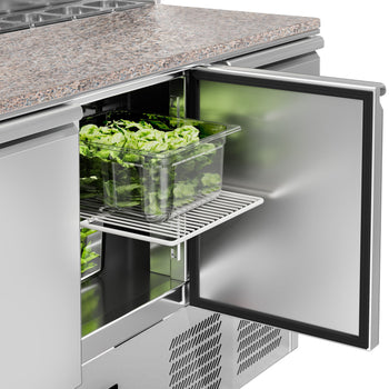 Stół Sałatkowy ECO - 1368 mm - 3 drzwi - dla 8x GN 1/6 - nadstawka ze stali nierdzewnej - Prime Gastro