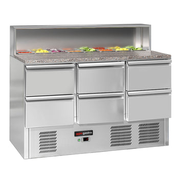 Stół Sałatkowy ECO - 1368 mm - 6 szuflad - dla 8x GN 1/6 - nadstawka ze stali nierdzewnej - Prime Gastro