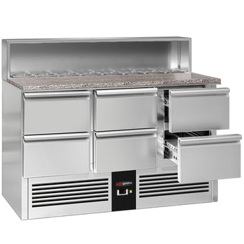 Stół Sałatkowy PREMIUM - 1368 mm - nadstawka ze stali nierdzewnej - 8x GN 1/6 - 6 szuflad - Prime Gastro