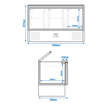 Stół Sałatkowy PREMIUM - 1368 mm - Wlot na pojemniki GN - 3 drzwi - Prime Gastro