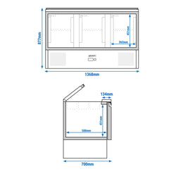 Stół Sałatkowy PREMIUM - 1368 mm - Wlot na pojemniki GN - 3 drzwi
