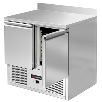 Stół chłodniczy ECO - 900x700 mm - z 2 drzwiami & z panelem tylnym - Prime Gastro