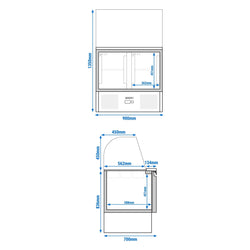 Stół Sałatkowy ECO - 900 mm - 2 drzwi - do 2x GN 1/1 i 3x GN 1/6 - wysoka szklana nadstawka
