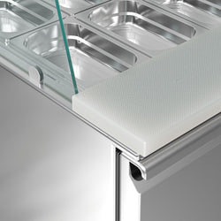 Stół chłodniczy sałatkowy ECO – 900 mm – z 2 drzwiami – z wysoką nadstawką szklaną na 2x GN 1/1 i 3x GN 1/6