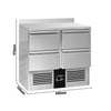 Stół chłodniczy PREMIUM – 900 x 700 mm – z 4 szufladami – z rantem