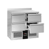Stół chłodniczy PREMIUM – 900 x 700 mm – z 4 szufladami – z rantem