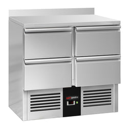 Stół chłodniczy PREMIUM - 900x700 mm - 4 szuflady & panel tylny