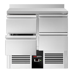 Stół chłodniczy PREMIUM - 900x700 mm - 4 szuflady & panel tylny