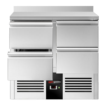 Stół chłodniczy PREMIUM - 900x700 mm - 4 szuflady & panel tylny - Prime Gastro