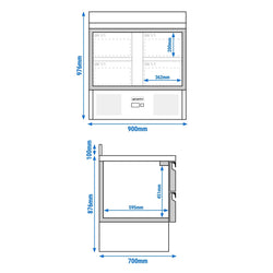 Stół chłodniczy PREMIUM - 900x700 mm - 4 szuflady & panel tylny