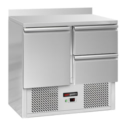 Stół chłodniczy ECO - 900x700 mm - z 1 drzwiami & 2 szufladami & panelem tylnym