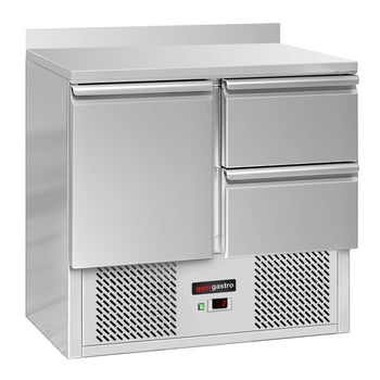 Stół chłodniczy ECO - 900x700 mm - z 1 drzwiami & 2 szufladami & panelem tylnym - Prime Gastro