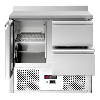 Stół chłodniczy ECO - 900x700 mm - z 1 drzwiami & 2 szufladami & panelem tylnym - Prime Gastro