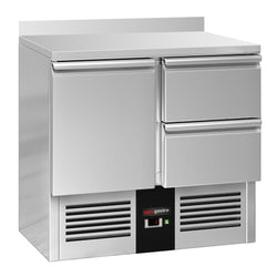 Stół Chłodniczy PREMIUM - 900x700 mm - z 1 drzwiami & 2 szufladami & panelem tylnym