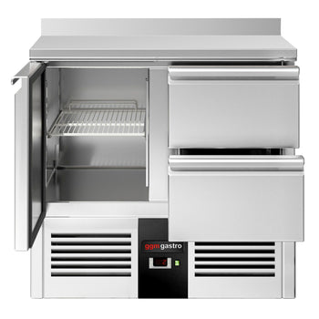 Stół Chłodniczy PREMIUM - 900x700 mm - z 1 drzwiami & 2 szufladami & panelem tylnym - Prime Gastro